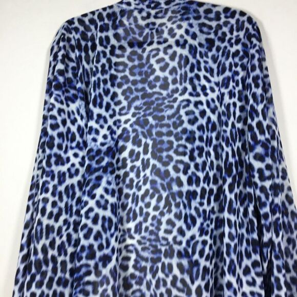 Blue black white animal print sheer floaty kimono duster robe size 1X - Picture 7 of 8